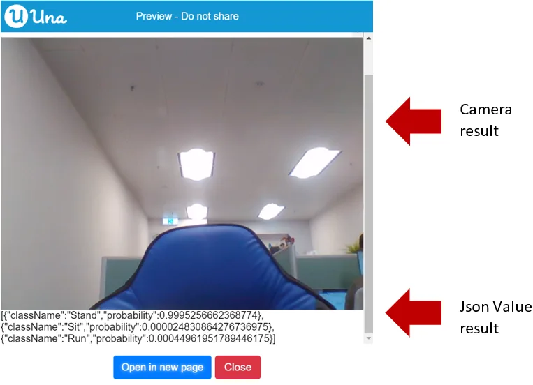 Pose Model classify pose continuously in video or camera with abort control result - Output