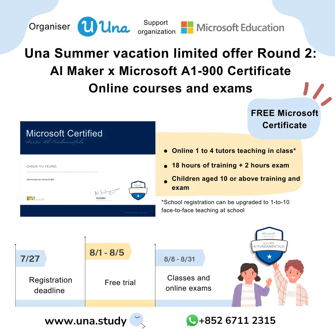 Una Limited Time Offer – re-boot! | Enrol in “AI Maker x AI-900 Certificate Online Training Course” at a discounted price and obtain the exam voucher for free! (Ended)
