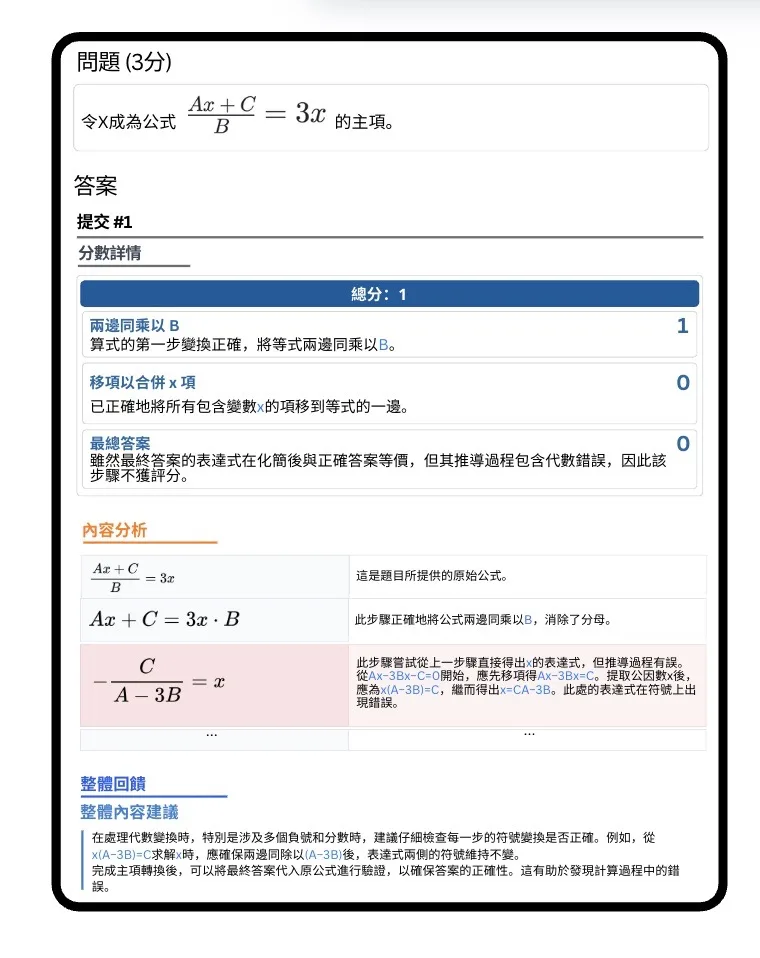 UnaGPT Maths HKDSE grading example